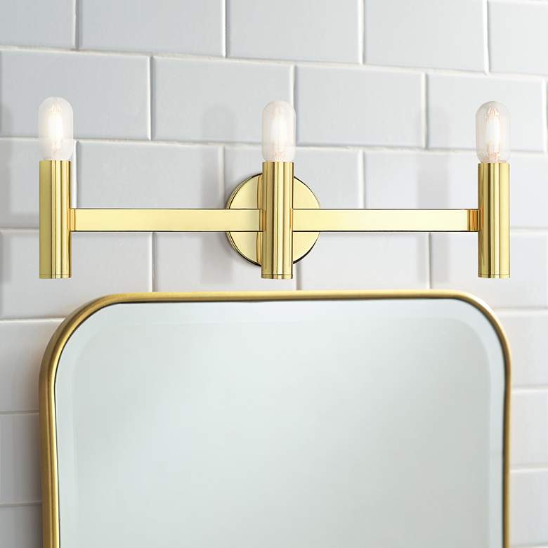 Image 1 Copenhagen 23 1/2 inch Wide Polished Brass 3-Light Bath Light