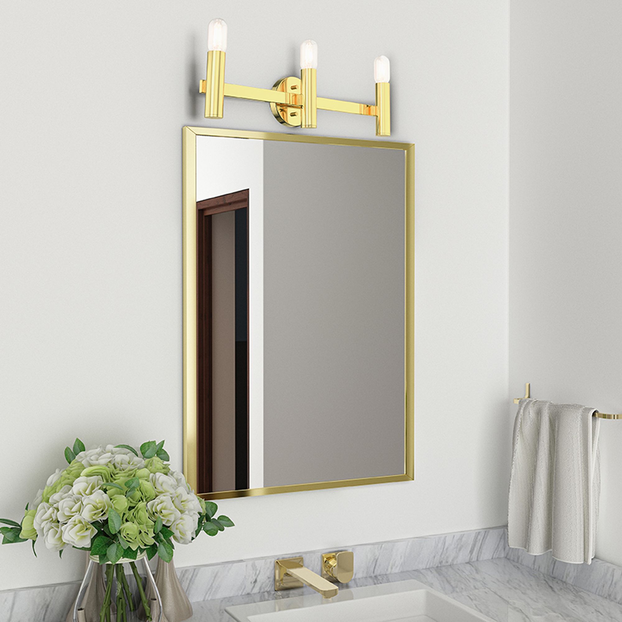 Copenhagen 23 1/2" Wide Polished Brass 3-Light Bath Light