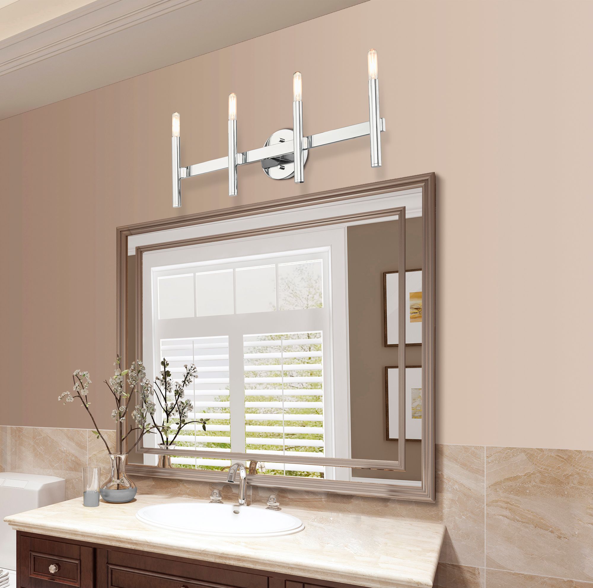 Copenhagen 23 1/2" Wide Polished Chrome 4-Light Bath Light