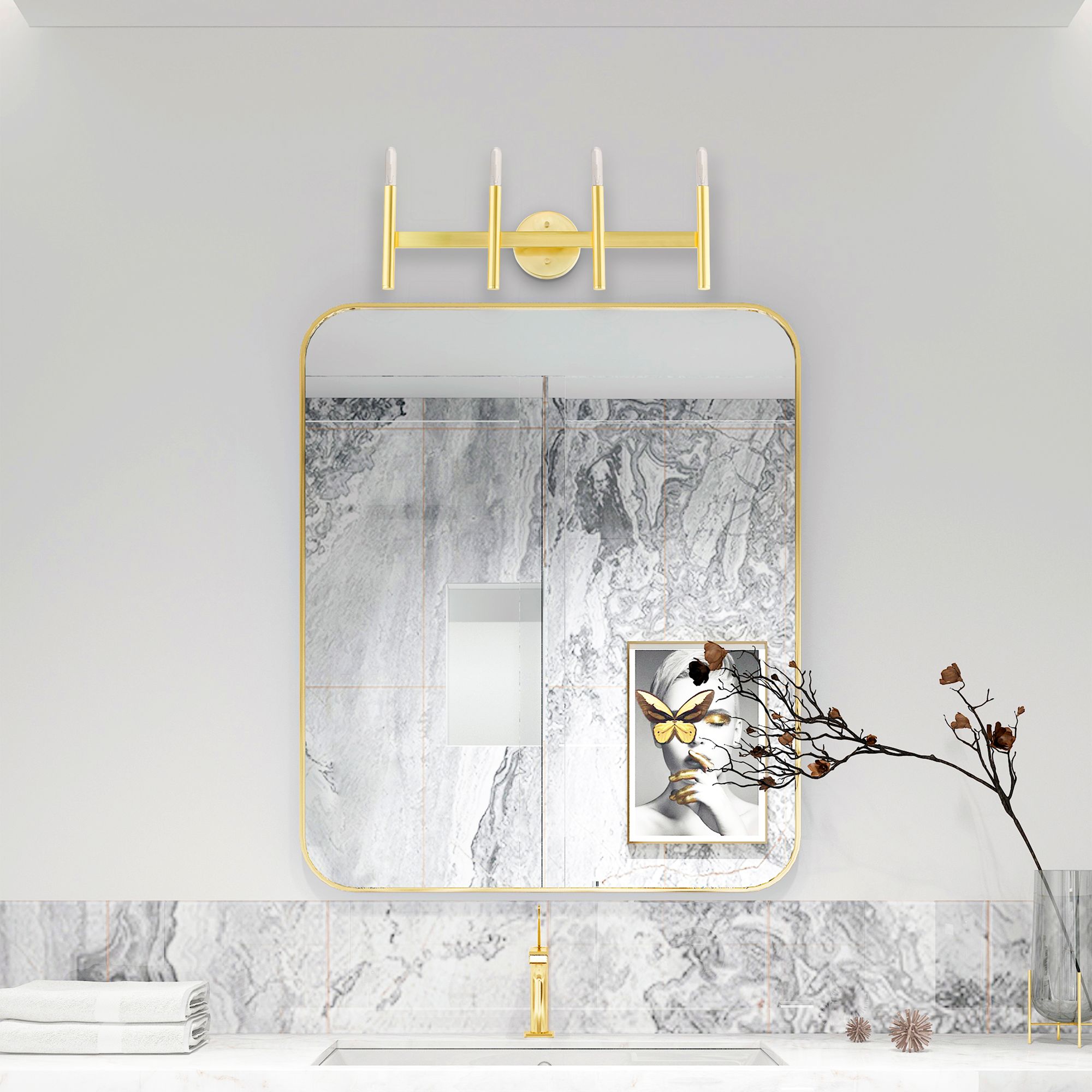 Copenhagen 23 1/2" Wide Satin Brass 4-Light Bath Light