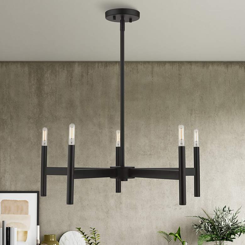 Image 2 Copenhagen 25" Wide Black 5-Light Chandelier