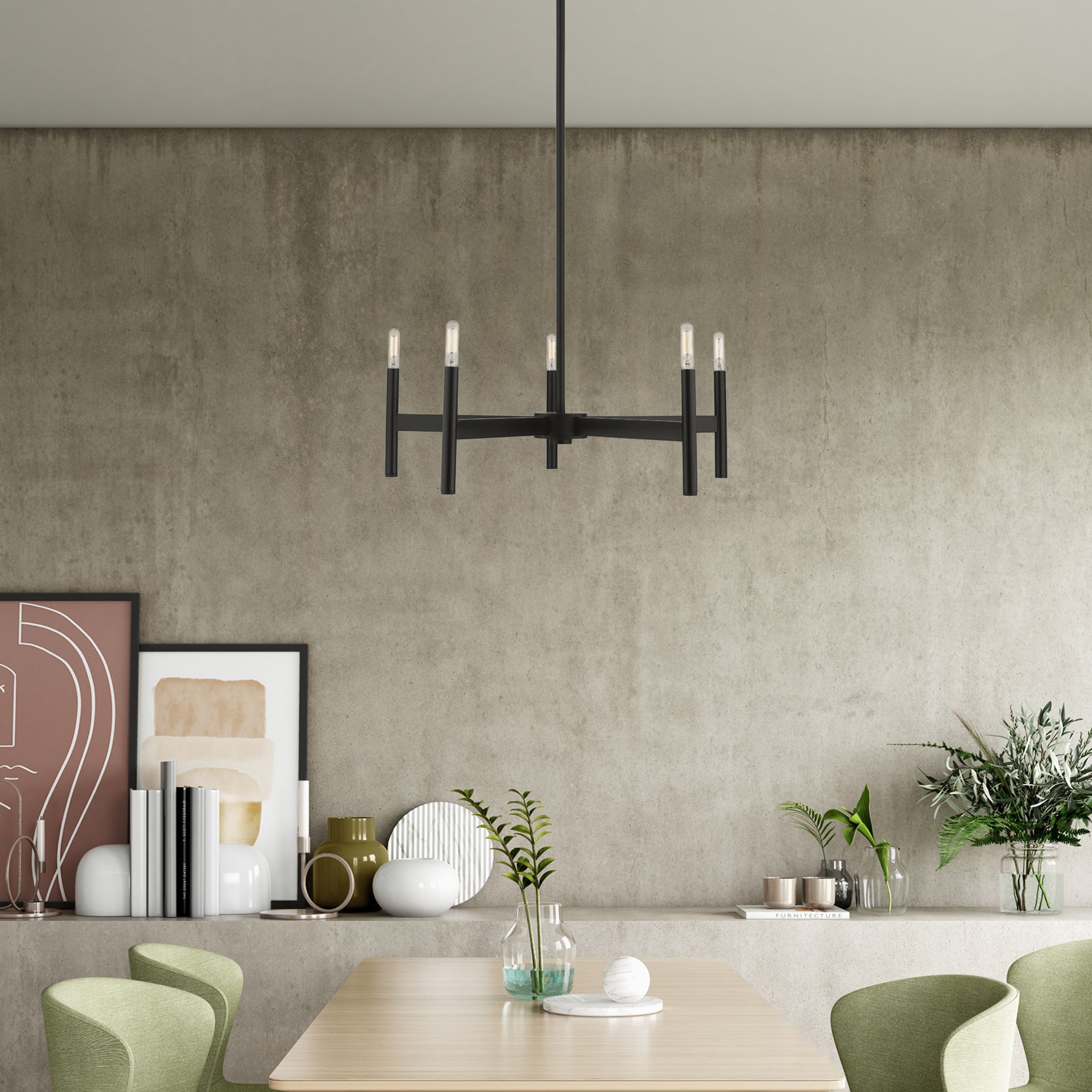 Copenhagen 25" Wide Black 5-Light Chandelier in scene
