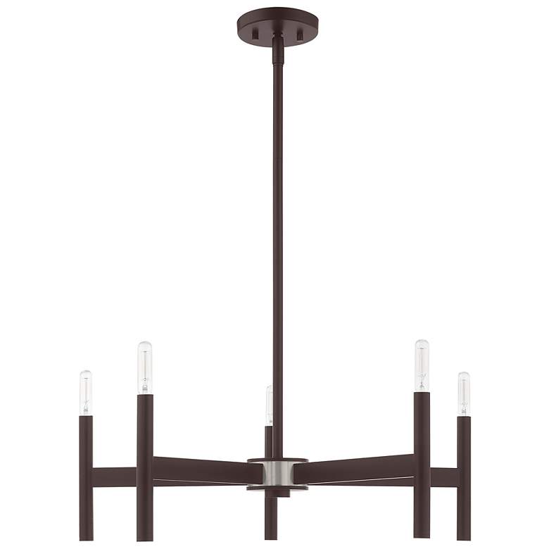 Image 4 Copenhagen 25"W Bronze and Brushed Nickel 5-Light Chandelier more views