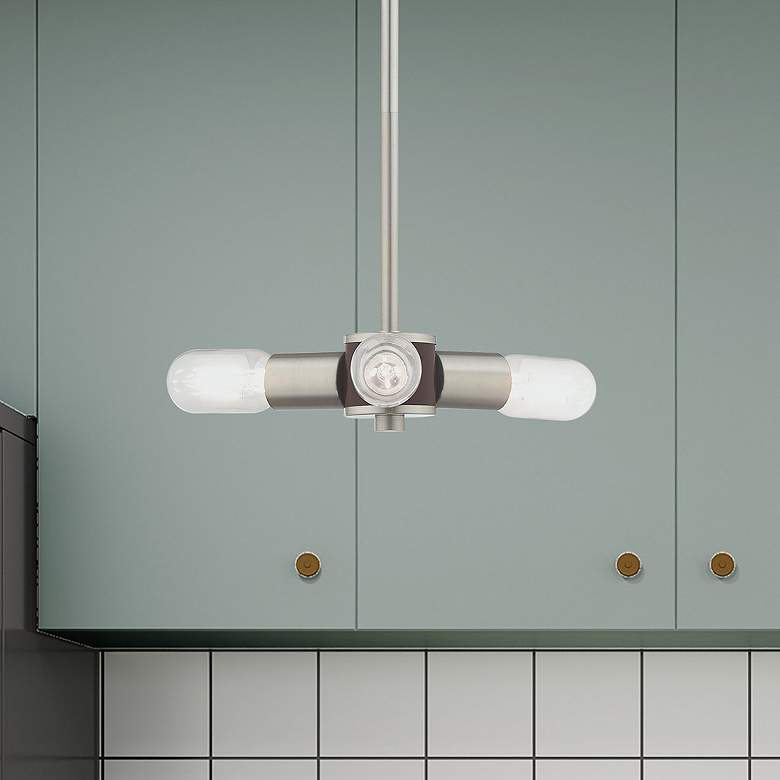 Image 1 Copenhagen 3 Light Brushed Nickel Mini Chandelier