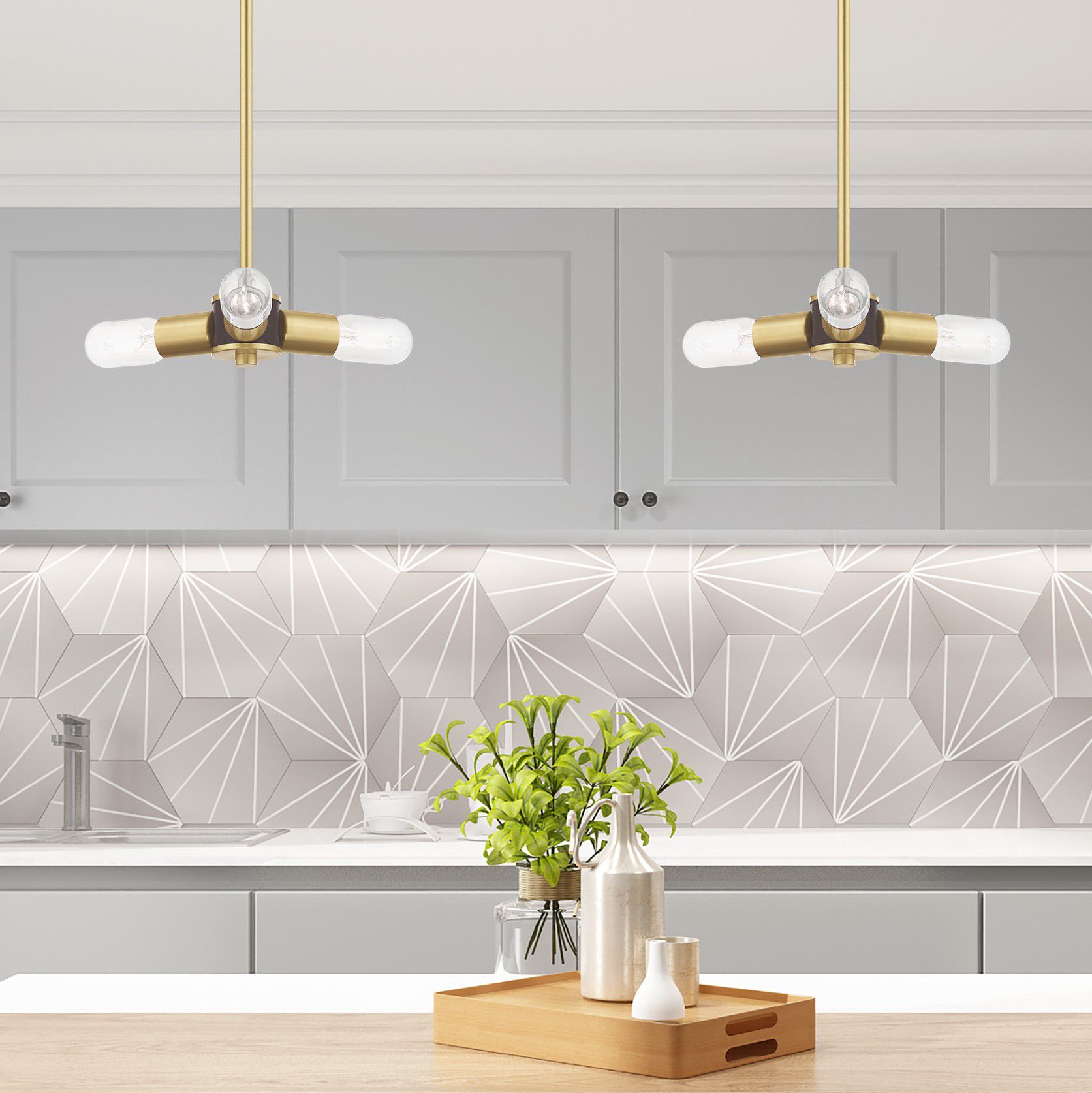 Copenhagen 3 Light Satin Brass Mini Chandelier