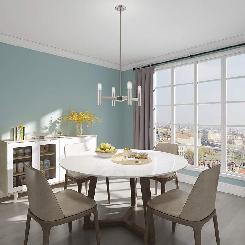 Image 7 Copenhagen 4 Light Brushed Nickel Mini Chandelier more views