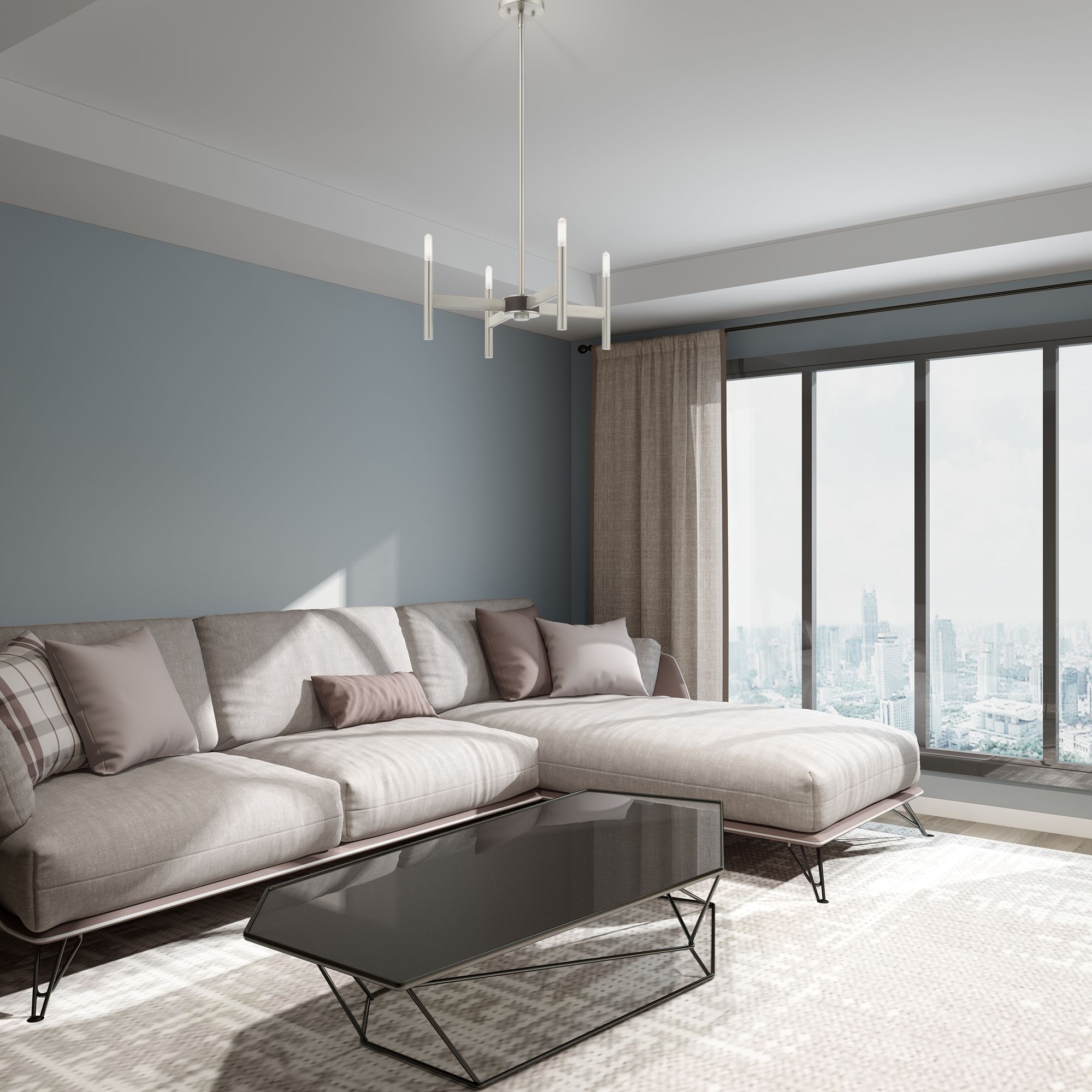 Copenhagen 4 Light Brushed Nickel Mini Chandelier