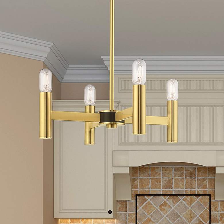 Image 1 Copenhagen 4 Light Satin Brass Mini Chandelier