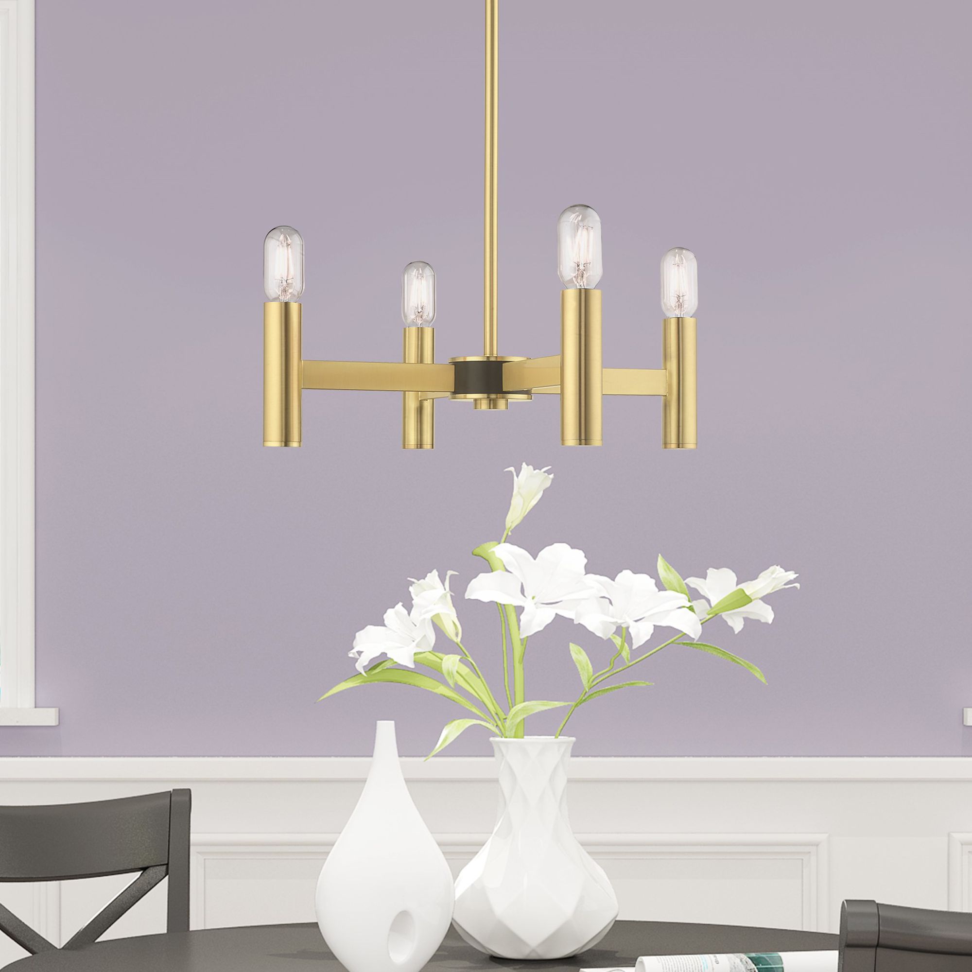 Copenhagen 4 Light Satin Brass Mini Chandelier
