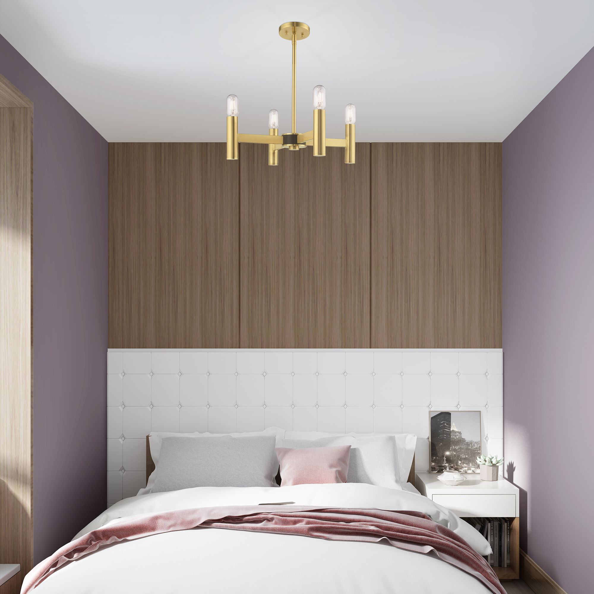 Copenhagen 4 Light Satin Brass Mini Chandelier