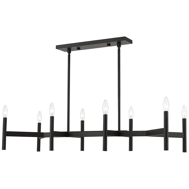 Image 3 Copenhagen 40 inch Wide Black 8-Light Metal Linear Chandelier