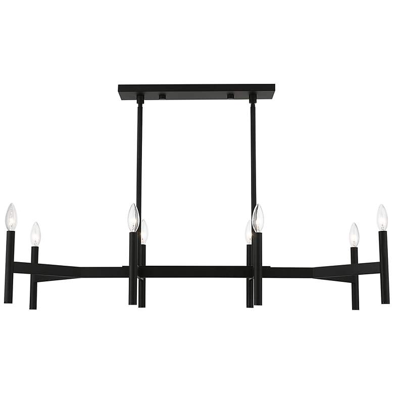 Image 5 Copenhagen 40 inch Wide Black 8-Light Metal Linear Chandelier more views