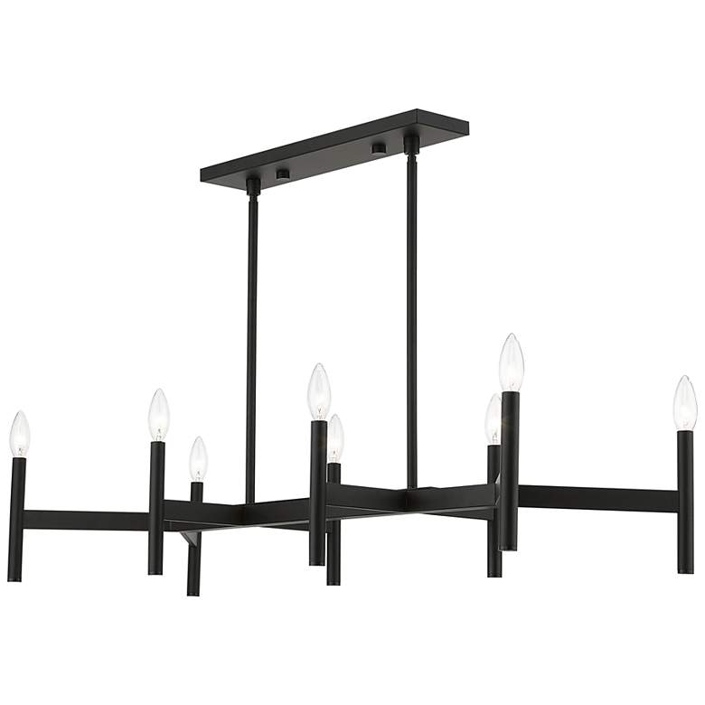 Image 6 Copenhagen 40 inch Wide Black 8-Light Metal Linear Chandelier more views