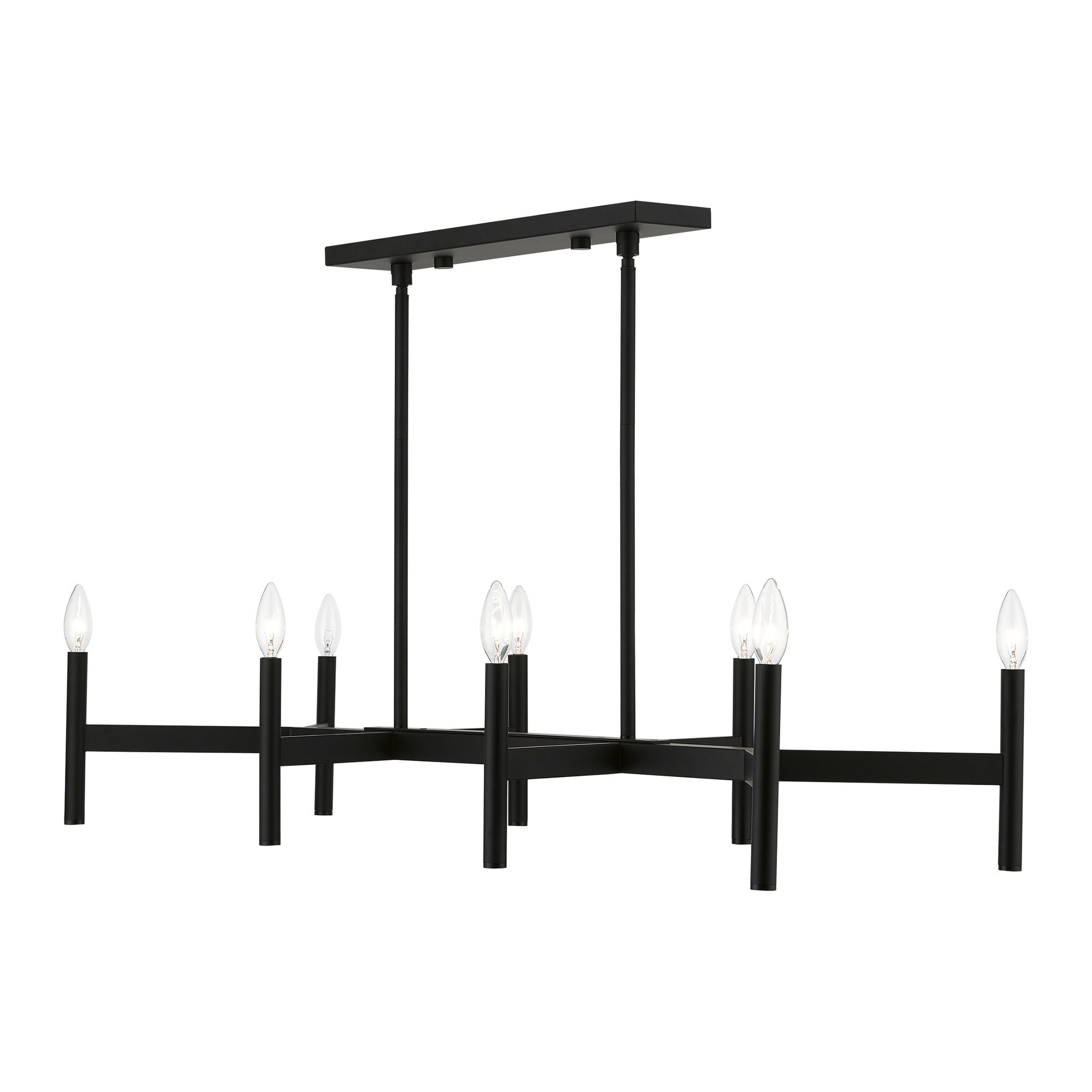 Copenhagen 40" Wide Black 8-Light Metal Linear Chandelier in scene