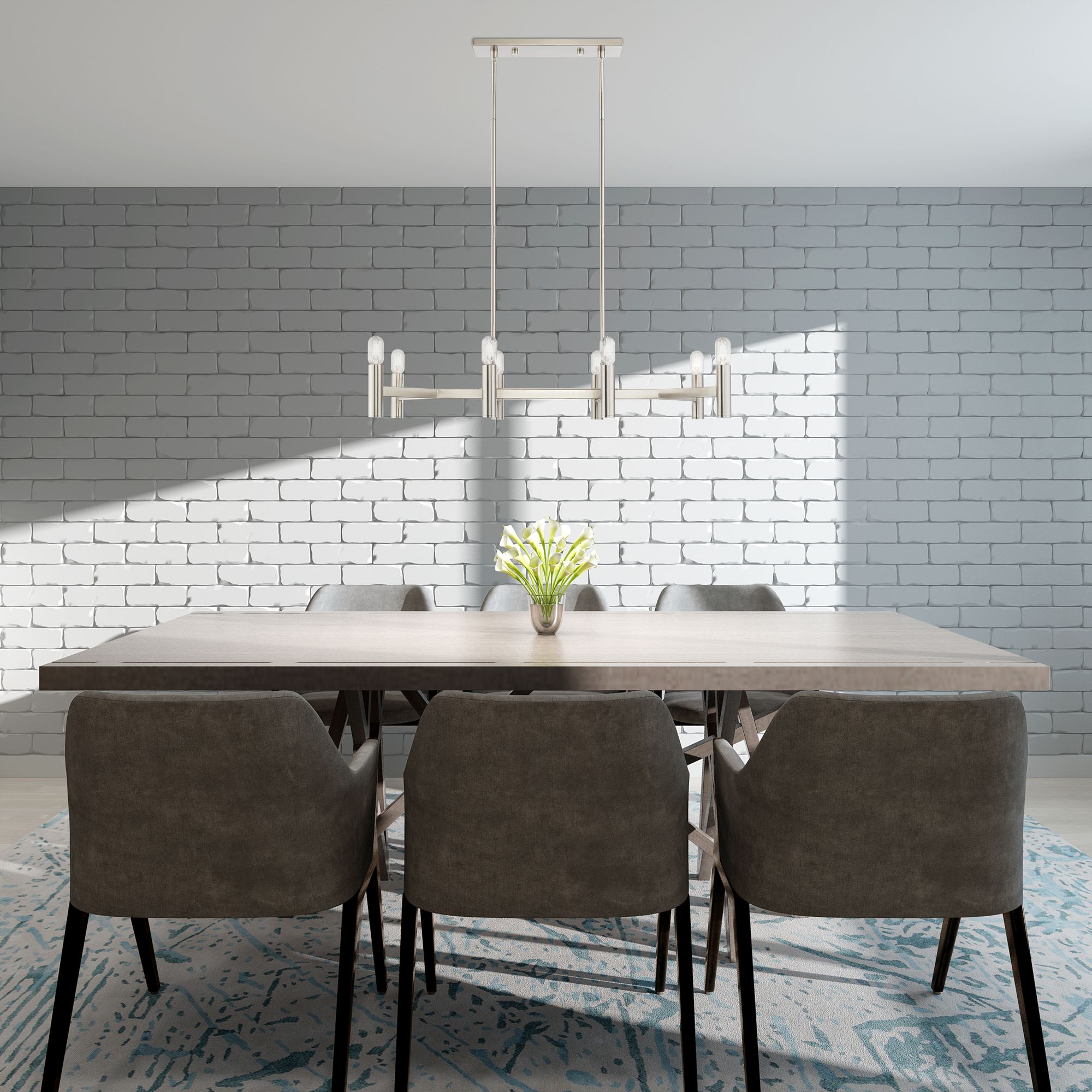 Copenhagen 40" Wide Brushed Nickel 8-Light Linear Chandelier