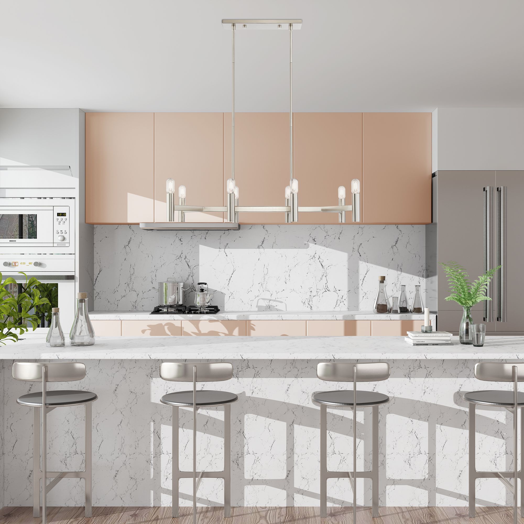 Copenhagen 40" Wide Brushed Nickel 8-Light Linear Chandelier