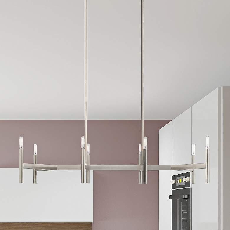 Image 2 Copenhagen 40" Wide Brushed Nickel 8-Light Linear Pendant