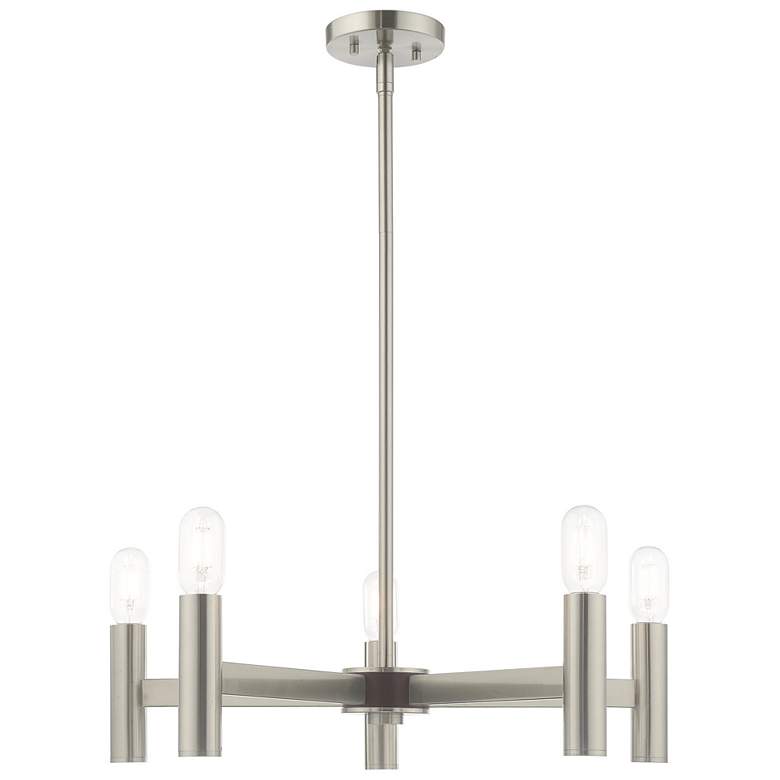 Image 1 Copenhagen 5 Light Brushed Nickel Chandelier