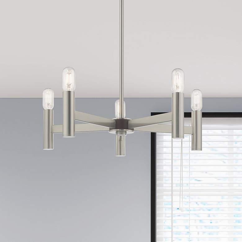 Image 1 Copenhagen 5 Light Brushed Nickel Chandelier