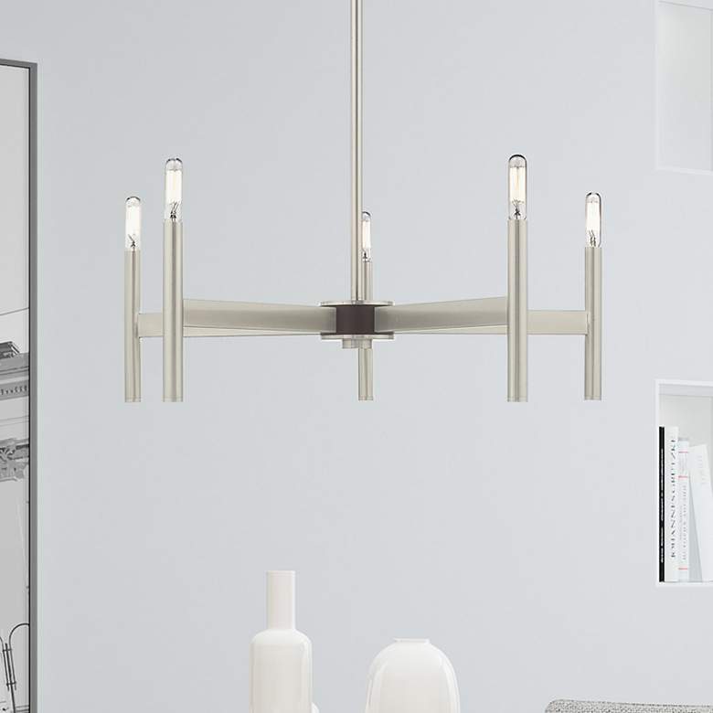 Image 1 Copenhagen 5 Light Brushed Nickel Chandelier