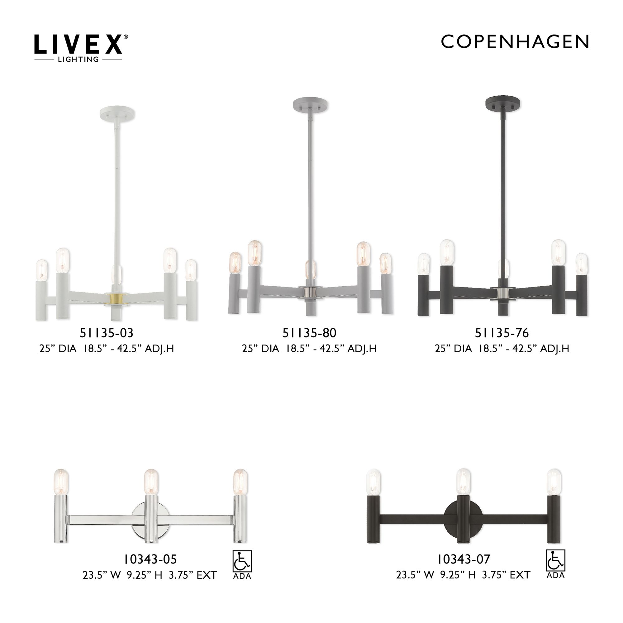 Copenhagen 5 Light Nordic Gray Chandelier
