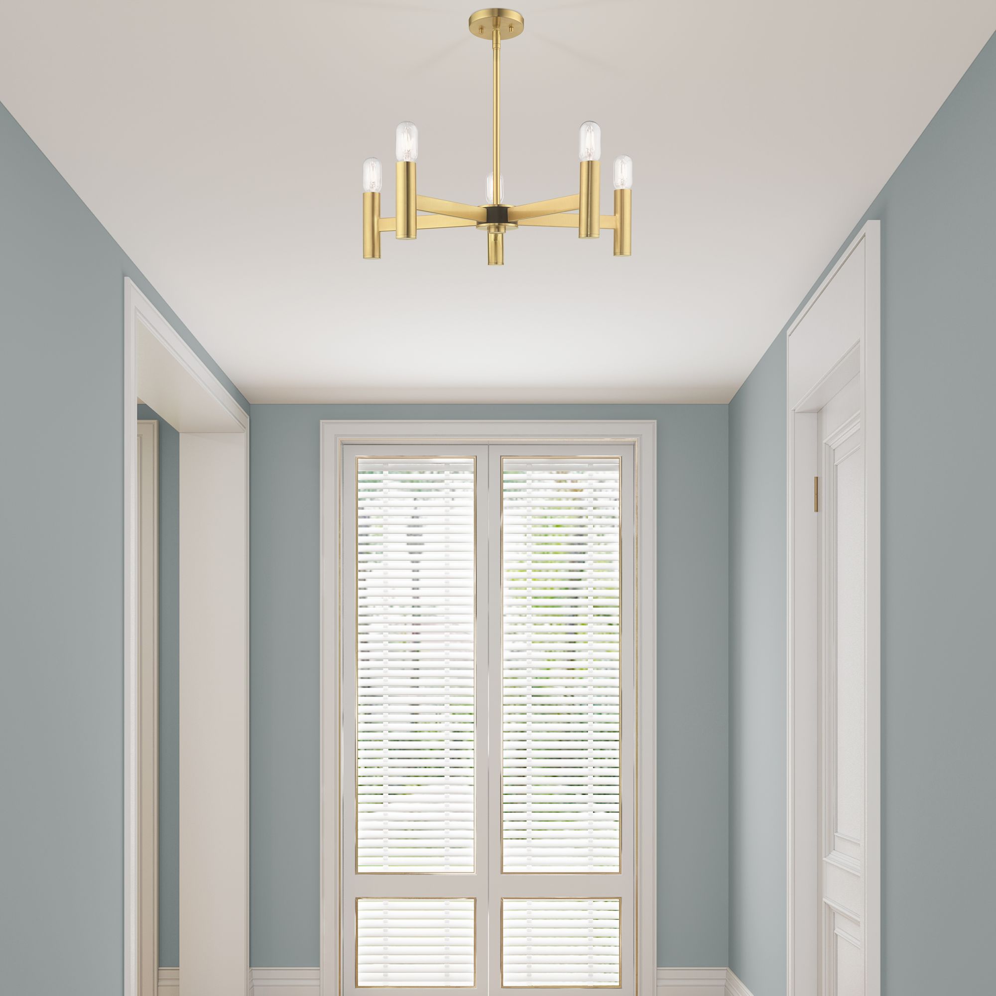 Copenhagen 5 Light Satin Brass Chandelier