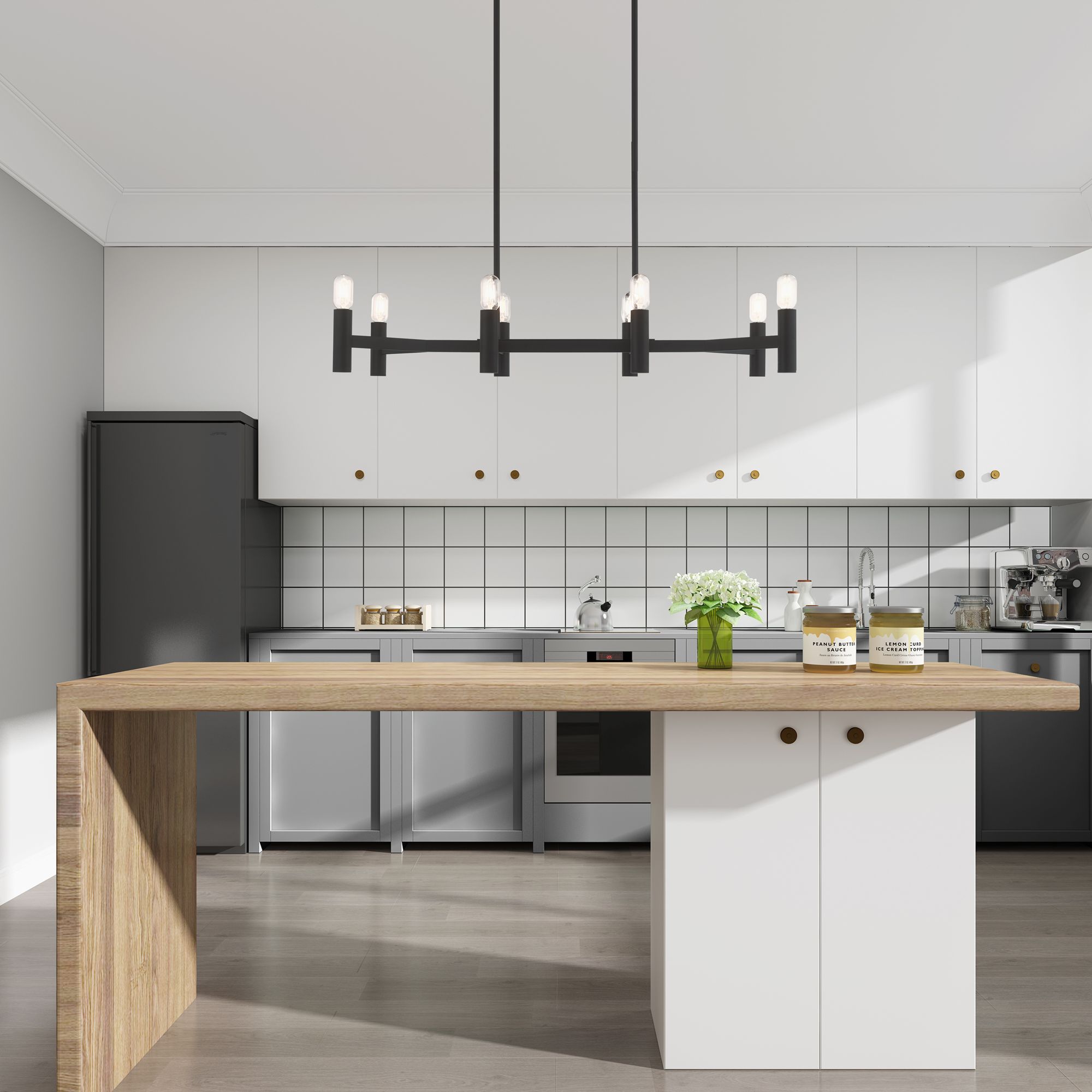 Copenhagen 8 Light Black Linear Chandelier