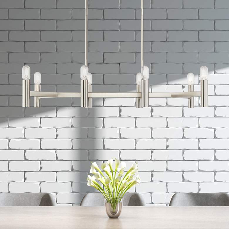 Image 1 Copenhagen 8 Light Brushed Nickel Linear Chandelier