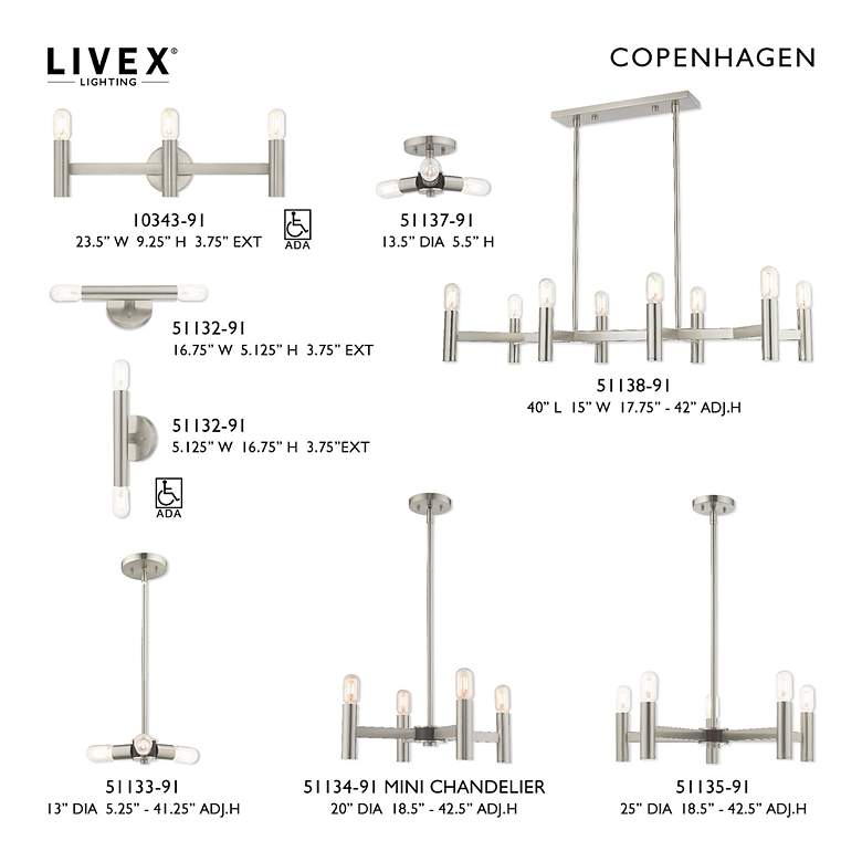 Image 3 Copenhagen 8 Light Brushed Nickel Linear Chandelier more views