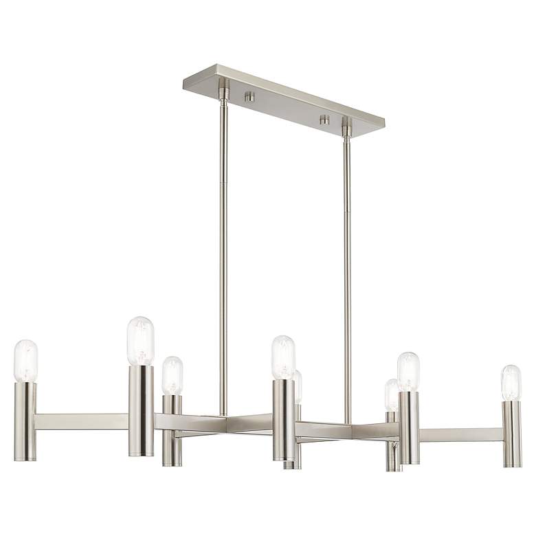 Image 6 Copenhagen 8 Light Brushed Nickel Linear Chandelier more views