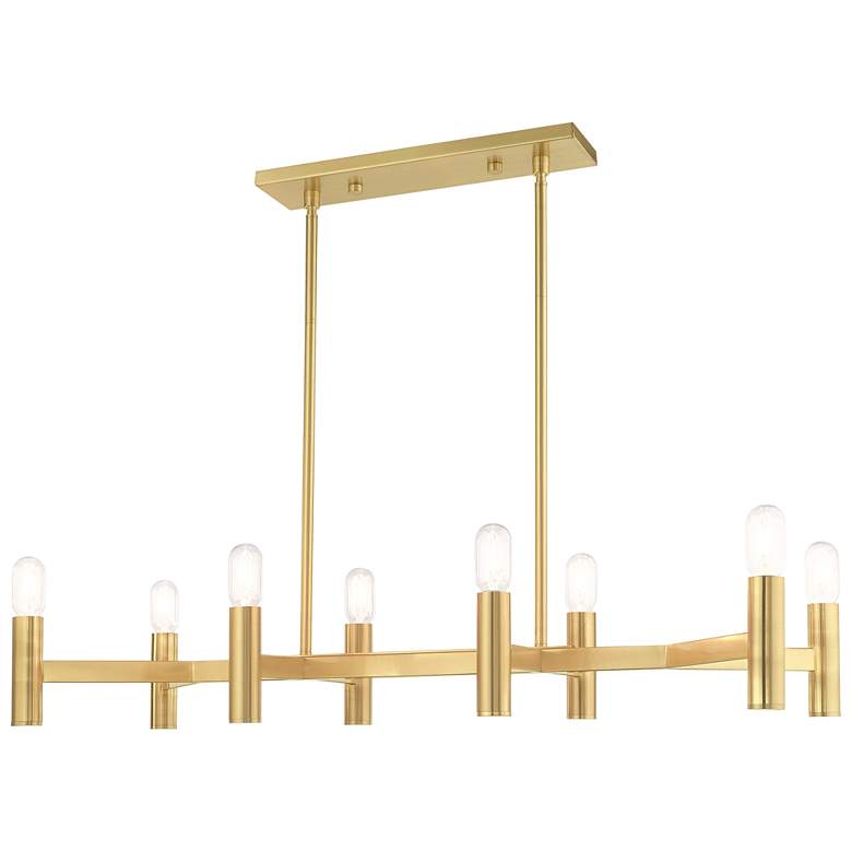 Image 1 Copenhagen 8 Light Satin Brass Linear Chandelier