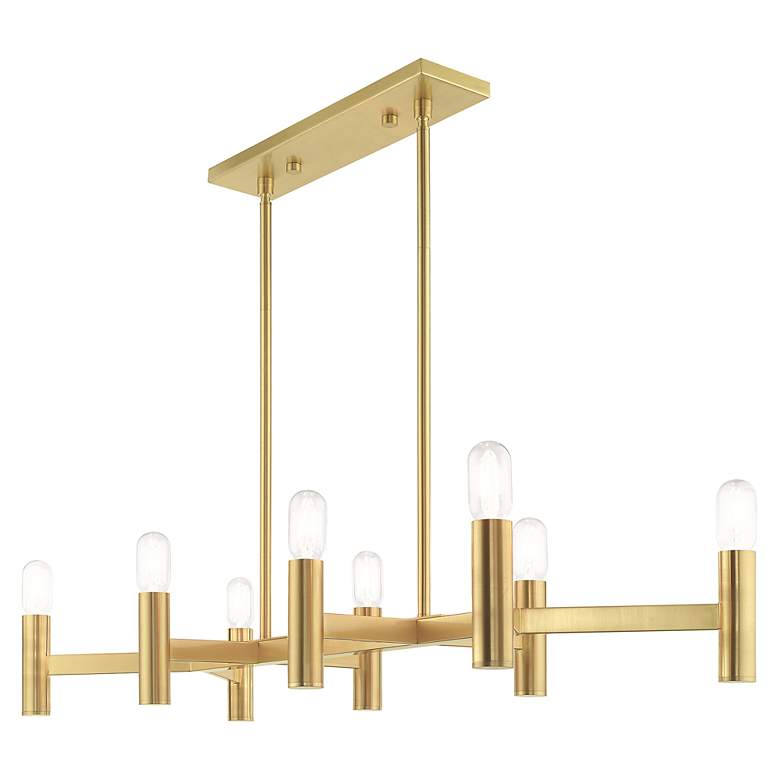 Image 6 Copenhagen 8 Light Satin Brass Linear Chandelier more views