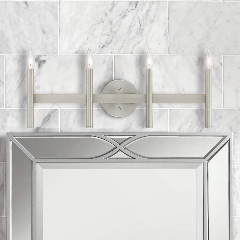 Image 1 Copenhagen Brushed Nickel 23.5" Wide 4 Light Modern Bath Vanity Light