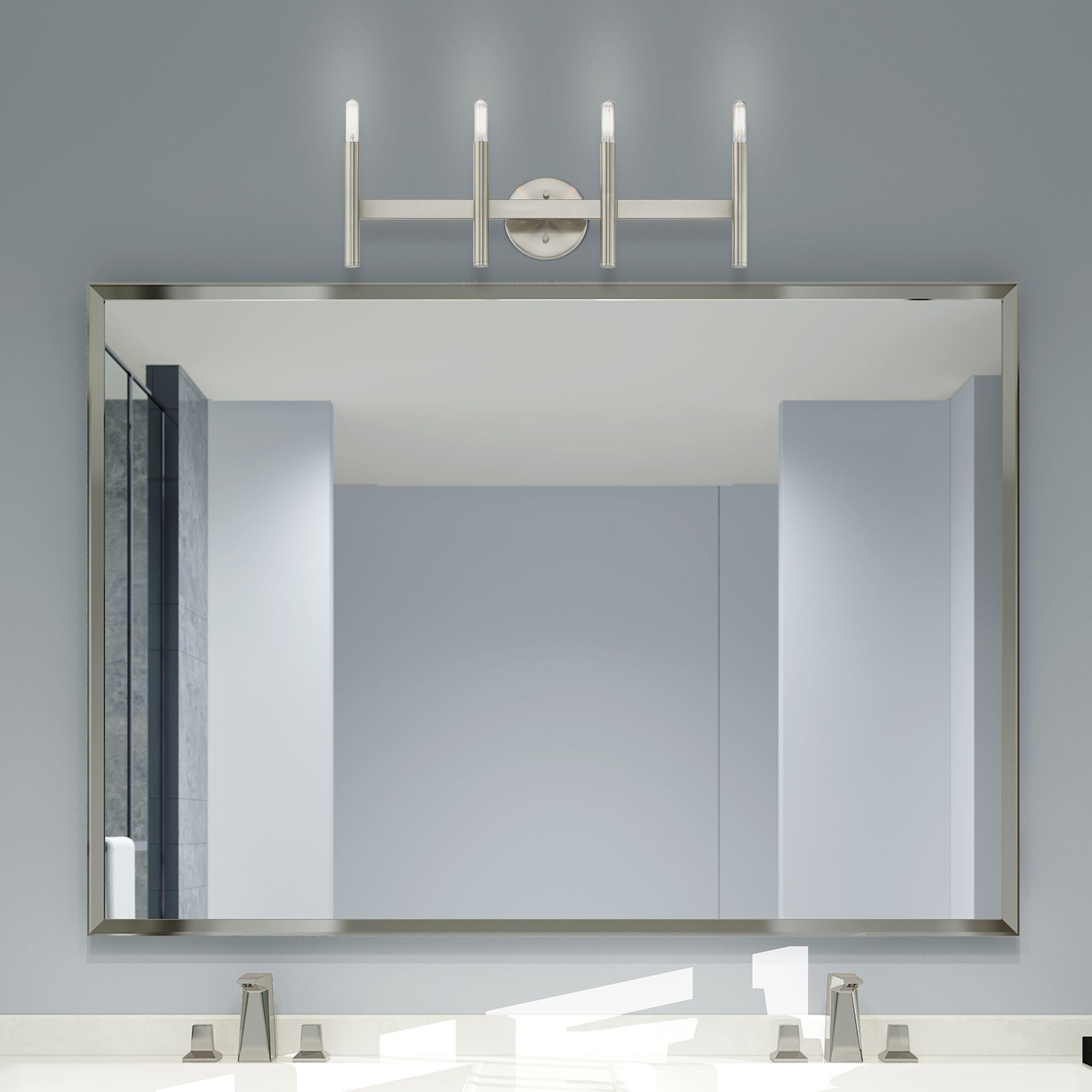 Copenhagen Brushed Nickel 23.5" Wide 4 Light Modern Bath Vanity Light