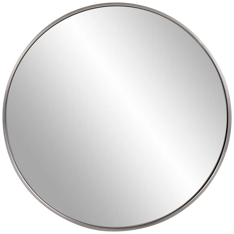 Image 2 Copenhagen Brushed Silver 30 inch Round Wall Mirror