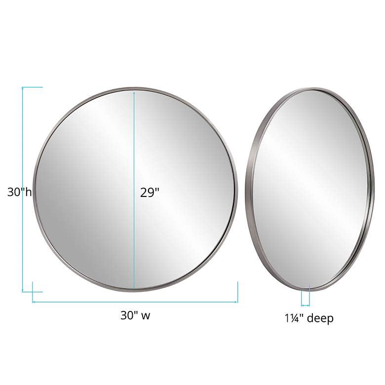Image 6 Copenhagen Brushed Silver 30" Round Wall Mirror more views