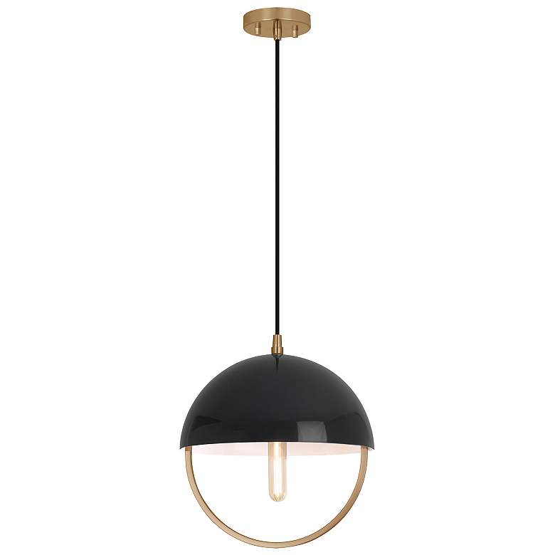 Image 1 Copernica 12.25"W Lacquer Burnish Brass And Black Paint Metal Pendant