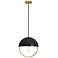 Copernica 12.25"W Lacquer Burnish Brass And Black Paint Metal Pendant