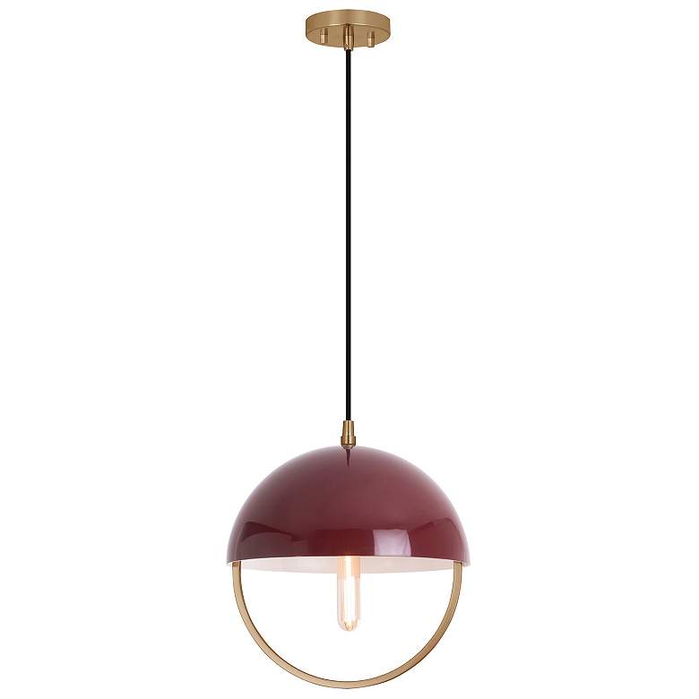 Image 1 Copernica 12.25"W Lacquer Burnish Brass And Oxblood Metal Pendant