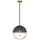Copernica 12.25"W Lacquer Burnish Brass Pendant w/ Smoked Glass Shade