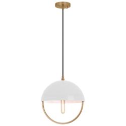 Copernica 12.25"W Lacquer Burnish Brass Pendant w/ White Painted Shade