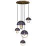 Copernica 30"W 5 Light Lacquer Brass And Smoke Pendant w/ Smoked Shade