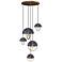 Copernica 30"W 5 Light Lacquer Brass And Smoke Pendant w/ Smoked Shade