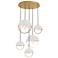 Copernica 30"W 5 Light Lacquer Brass And White Pendant w/ White Shade