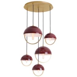 Copernica 30"W Lacquer Burnish Brass And Oxblood Paint Pendant