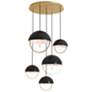 Copernica 30"W Lacquer Burnish Brass And Piano Black Paint Metal Pendant