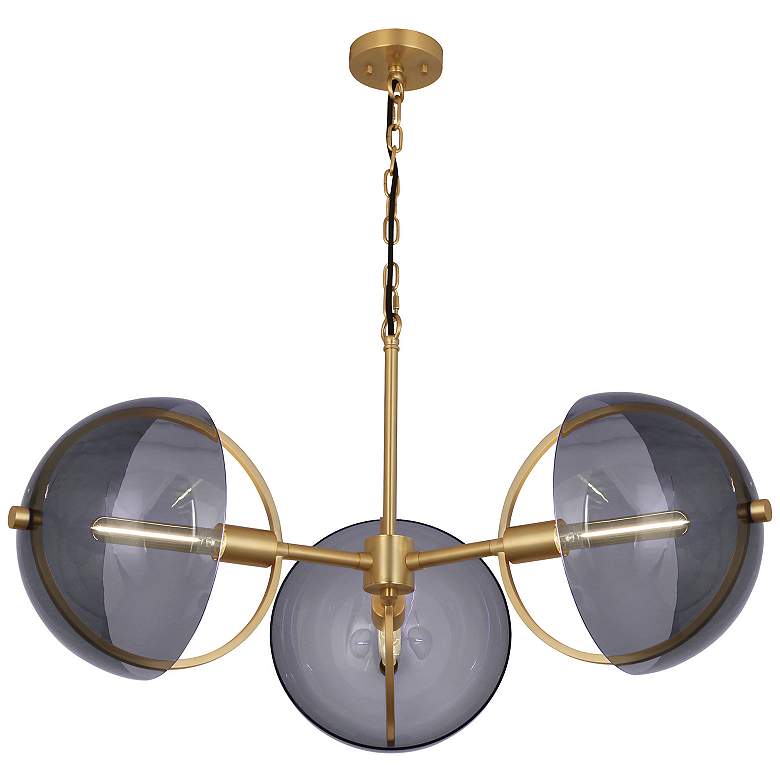 Image 1 Copernica 30"W Lacquer Burnish Brass And Smoke Chandelier