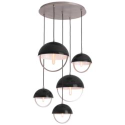 Copernica 30"W Pewter And Piano Black Paint Metal Pendant