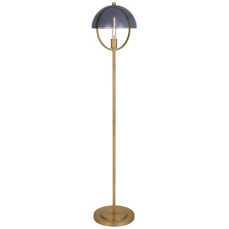 Image 1 Copernica 62"H Lacquer Burnish Brass And Smoke Floor Lamp