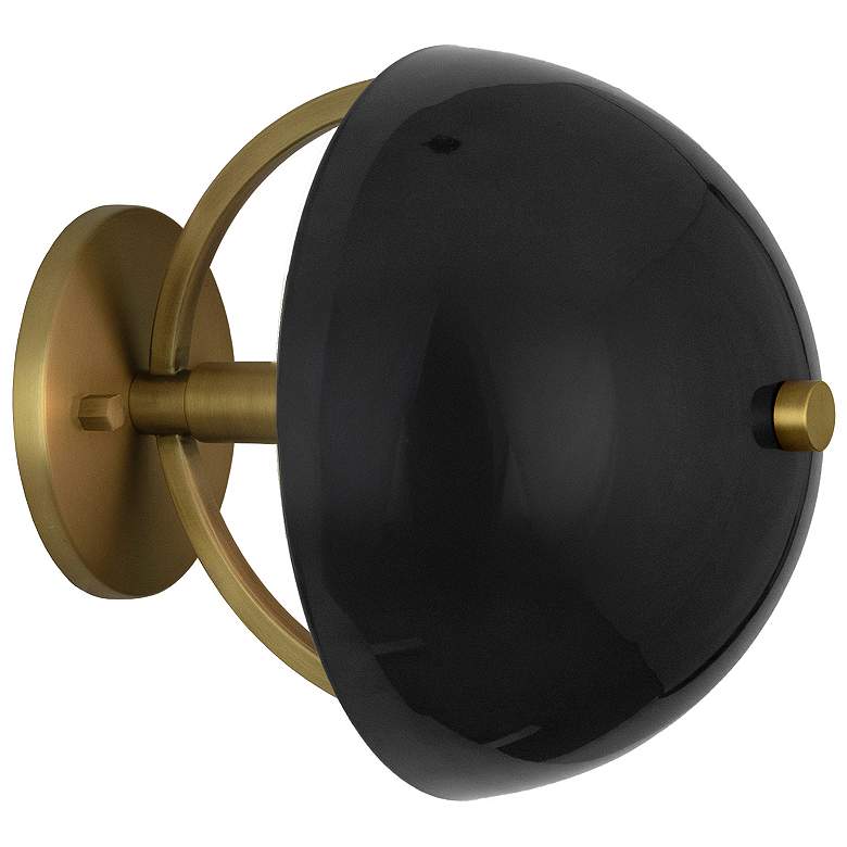 Image 1 Copernica 8.5"H Lacquer Burnish Brass And Black Metal Wall Sconce